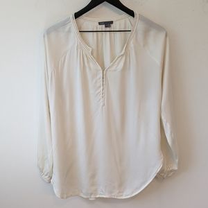 Vince Cream Silk Pullover Blouse Long Sleeve Oversized Shirt
